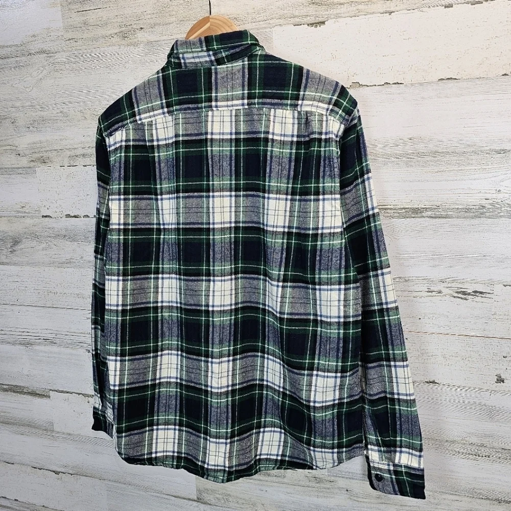 J. Crew Men's Double Brushed Plaid Button Down Shirt Sz Large Mid-Weight Flannel